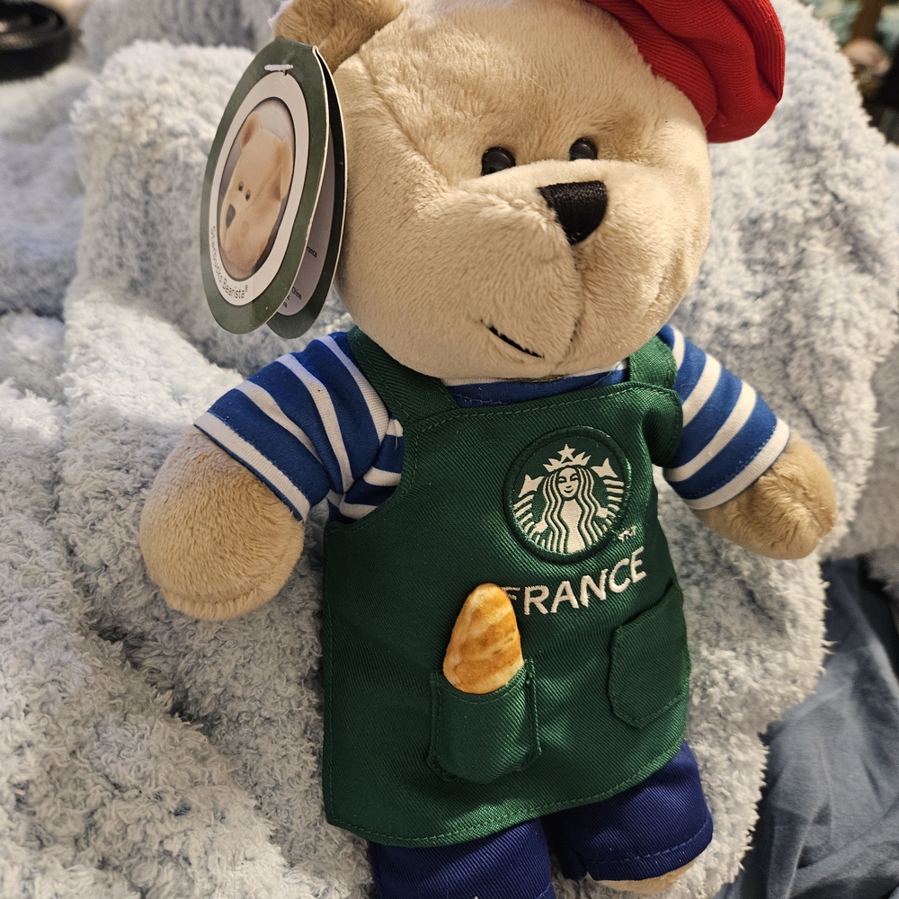 Starbucks France Bear Plush with Red Beret and Green Apron